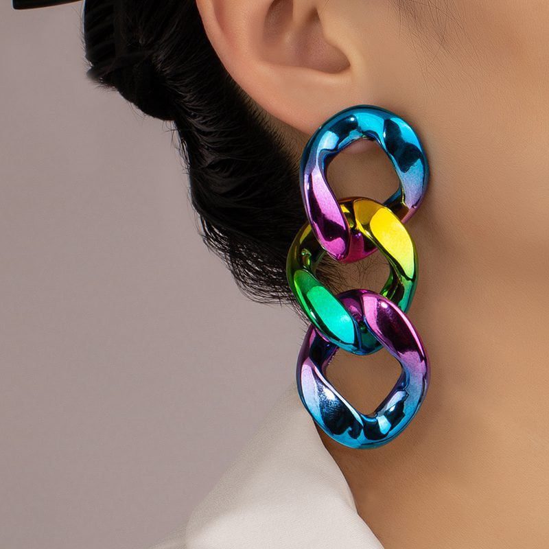 Par de Aretes De Tendencia IG Cadena Colores