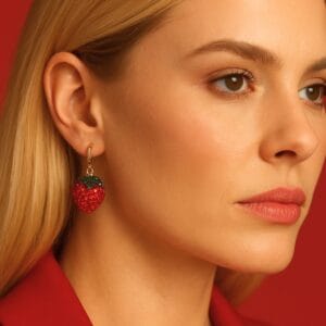 Aretes En Forma de Fresa Con Pedrería - ML Beauty Trend