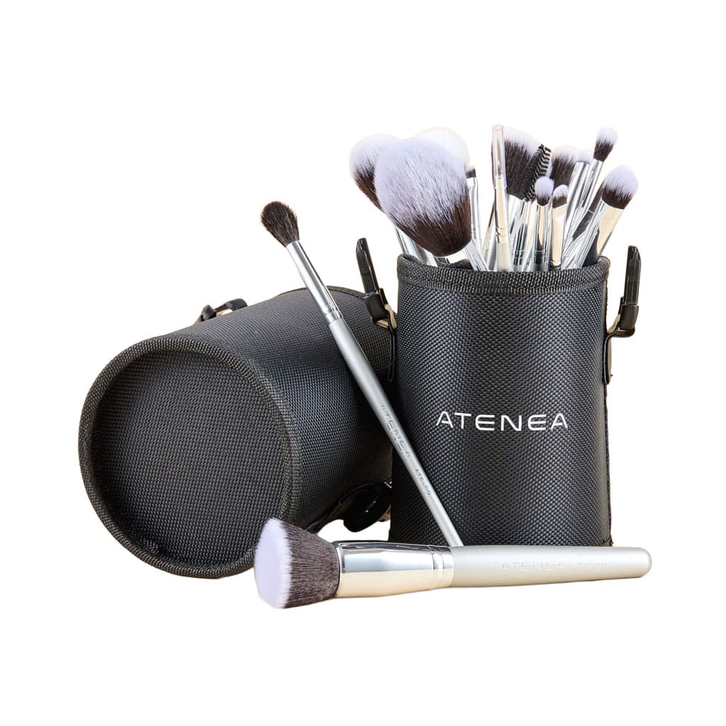 Kit de 16 Brochas Profesionales Para Maquillaje Silver - Atenea