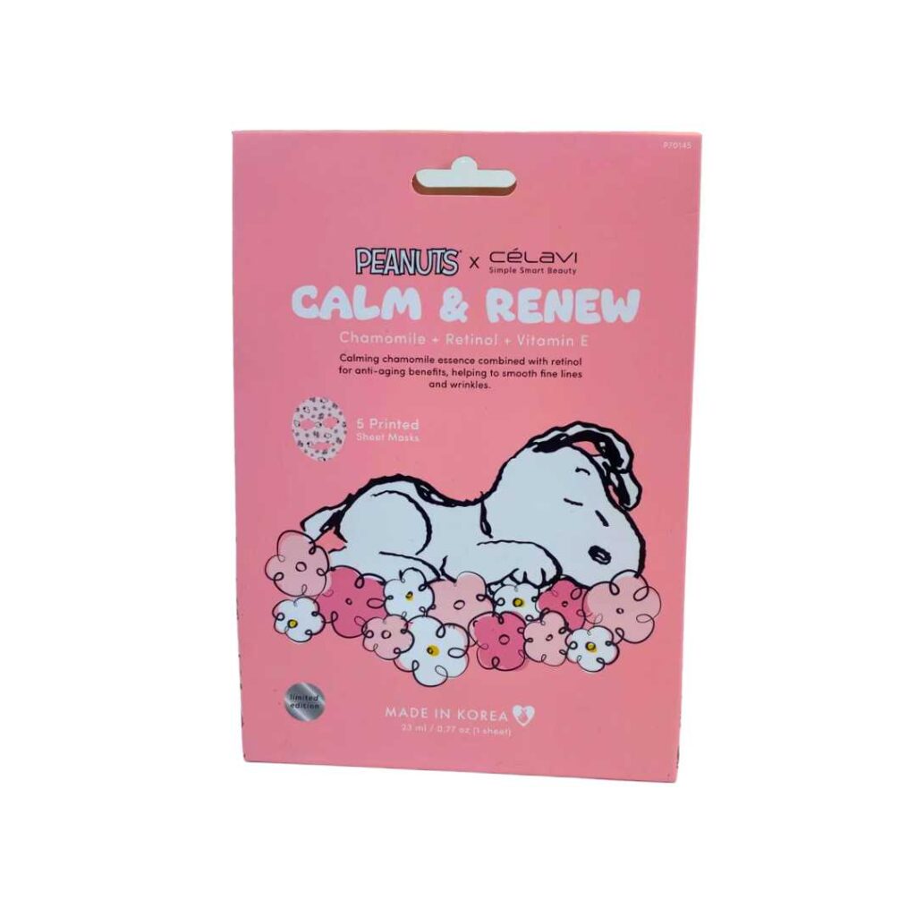 Set de 5 Mascarillas Textiles Retinol + Vitamina E + Manzanilla Snoopy - Celavi