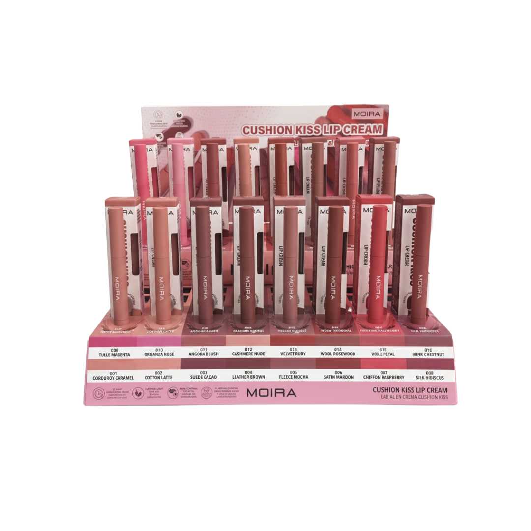 Display / Exhibidor Con 64 pzs Cushion Kiss Lip Cream Con Probadores – Moira