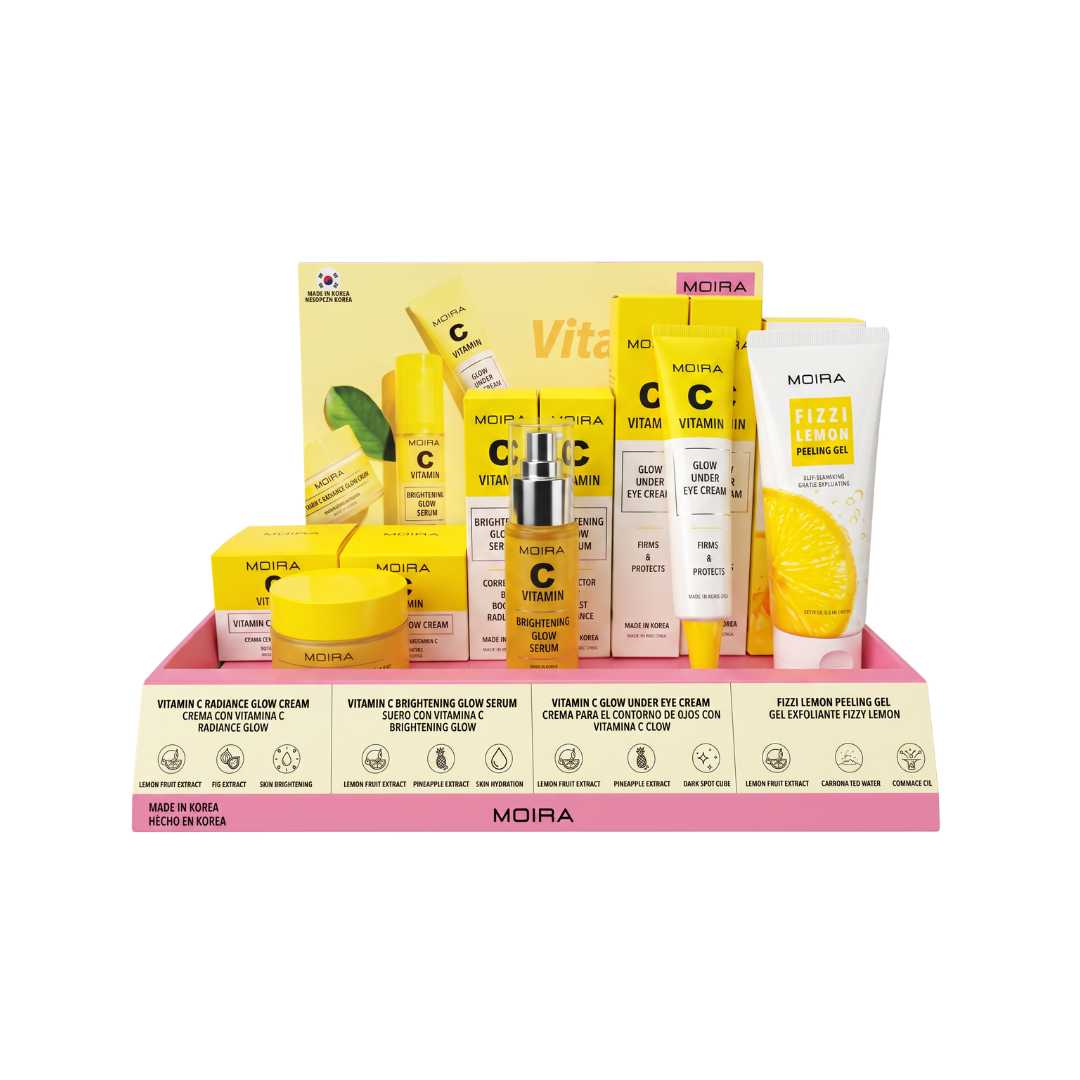 Display / Exhibidor con 28 pzs Colección Skincare Con Vitamina C Con Probadores – Moira