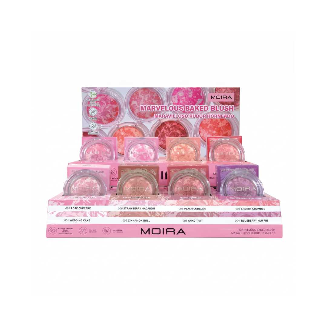 Display / Exhibidor con 32 Pzs Rubor Horneado Marmoleado Marvelous Con Probadores – Moira