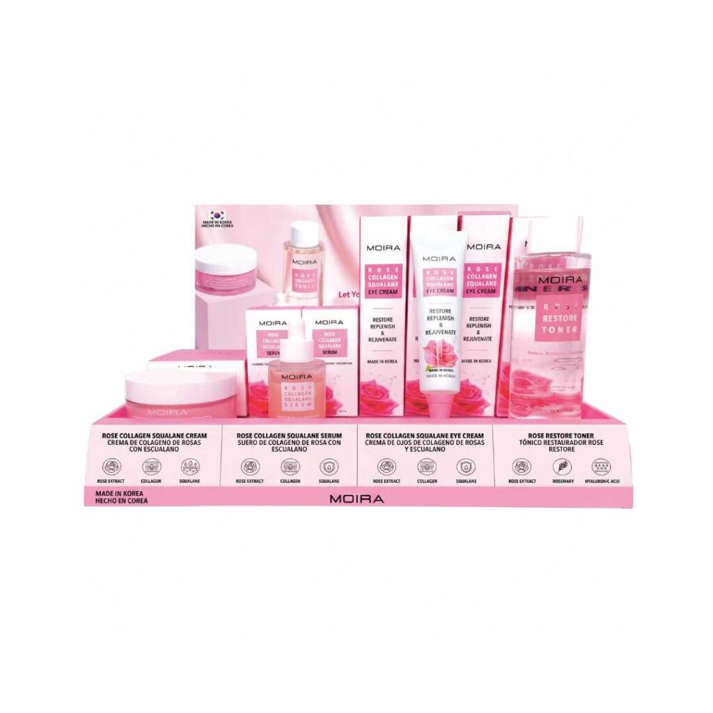Display / Exhibidor con 28 pzs Colección Skincare Rosas Con Probadores - Moira