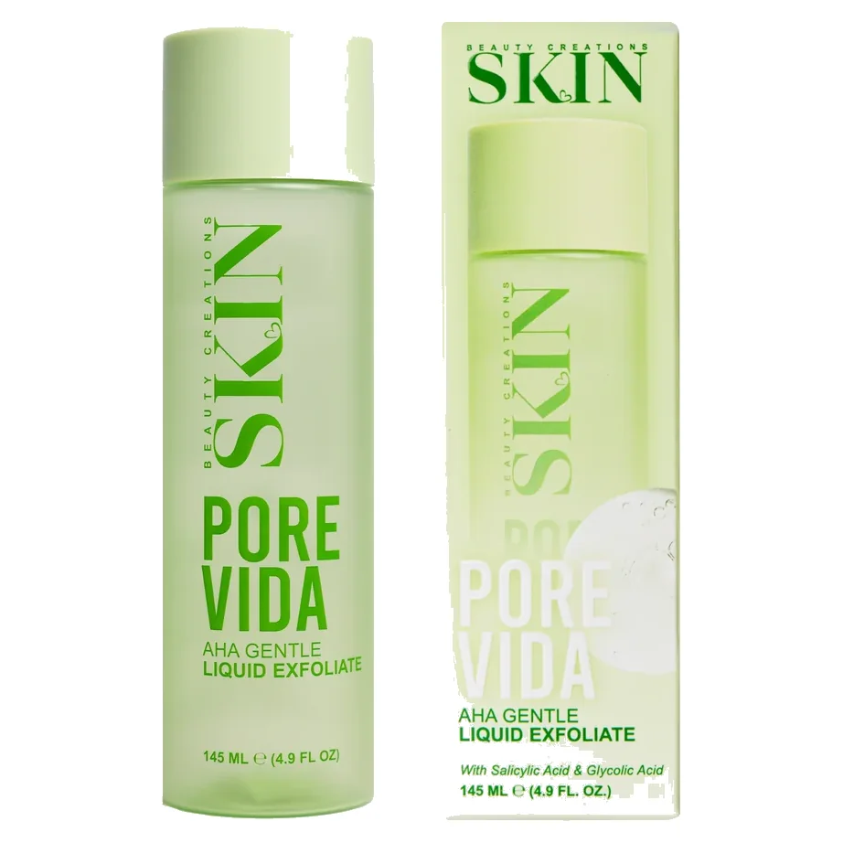 Exfoliante líquido Pore Vida con caja Beauty Creations Skin de mayoreo | ML Beauty Trend