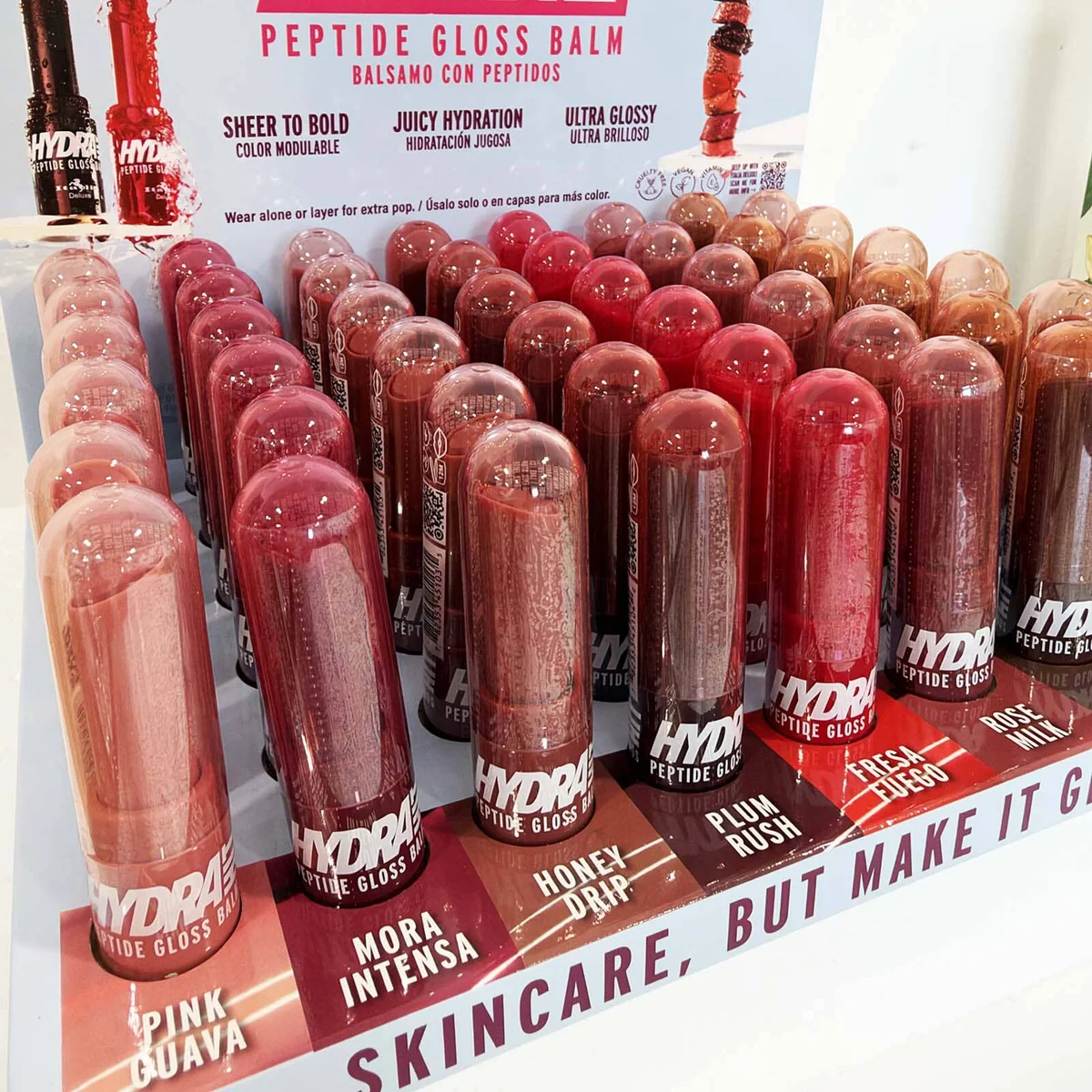 Italia Deluxe HydraHit Peptide Gloss Balm detalle del display