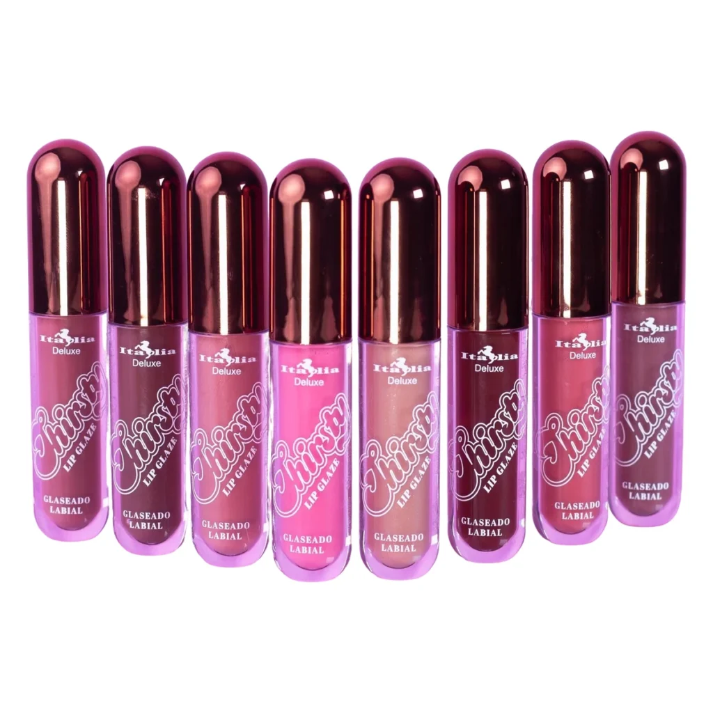 Italia Deluxe Thirsty Lip Glaze gama de 8 brillos labiales
