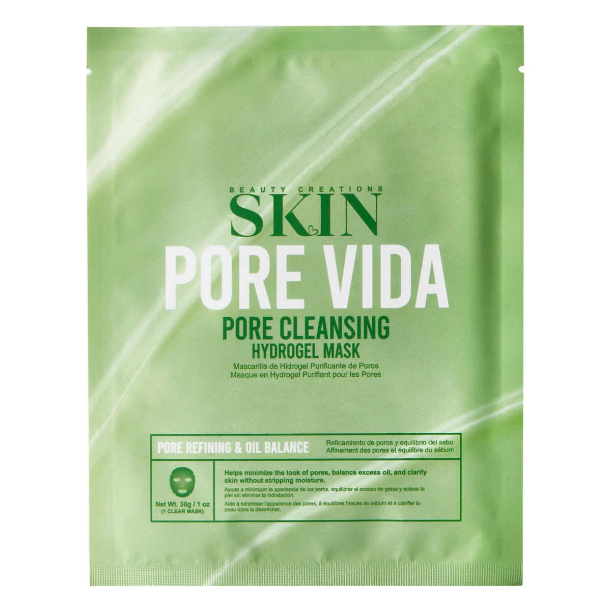 Mascarilla facial de hidrogel Pore Vida para limpieza de poros Beauty Creations Skin de mayoreo | ML Beauty Trend