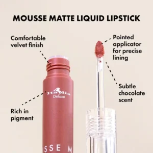Italia Deluxe Mousse Matte Liquid Lipstick aplicador y acabado