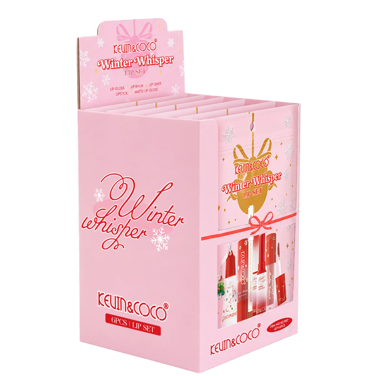 Exhibidor con 6 sets Winter Whisper Kevin & Coco de mayoreo