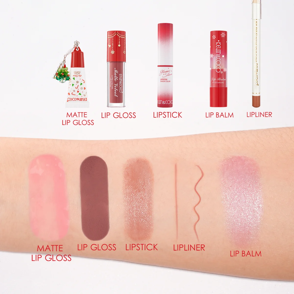 Tonos del set de labios Winter Whisper de mayoreo Kevin & Coco